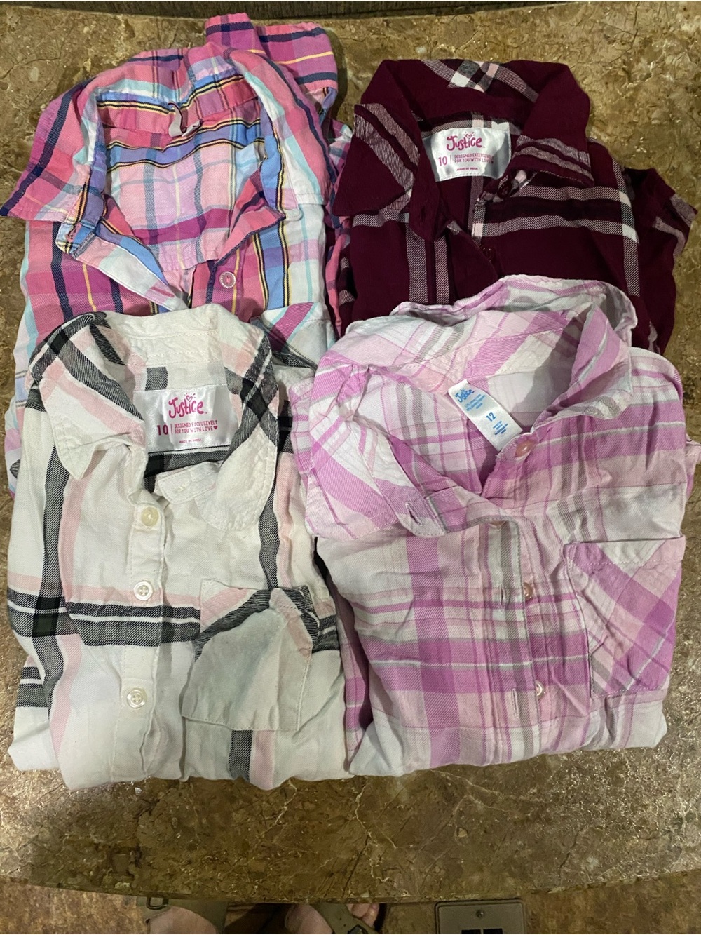 4 button down girls shirts 10-12